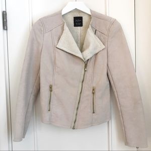 Zara | Faux Suede Biker Jacket | Beige color